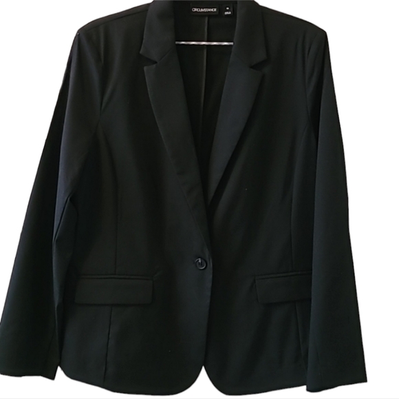 CIRCUMSTANCE BRAND WOMENS PLUS SIZE BLACK BLAZER JACKET SIZE 16 - Picture 1 of 16